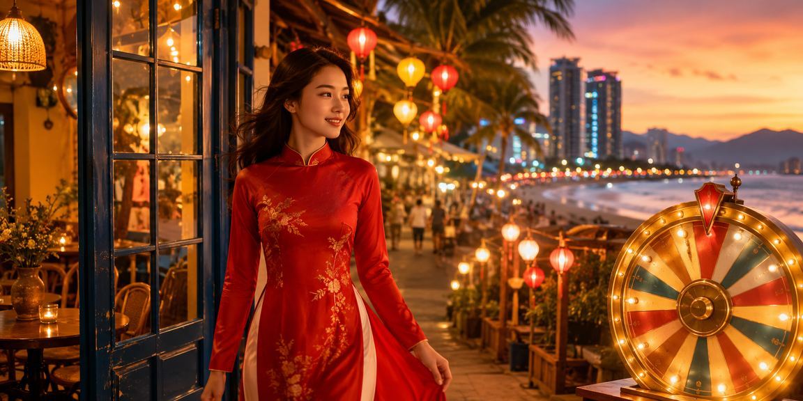 Phụ nữ Việt Nam trong trang phục áo dài tại Đà Nẵng với màn hình roulette trực tuyến
