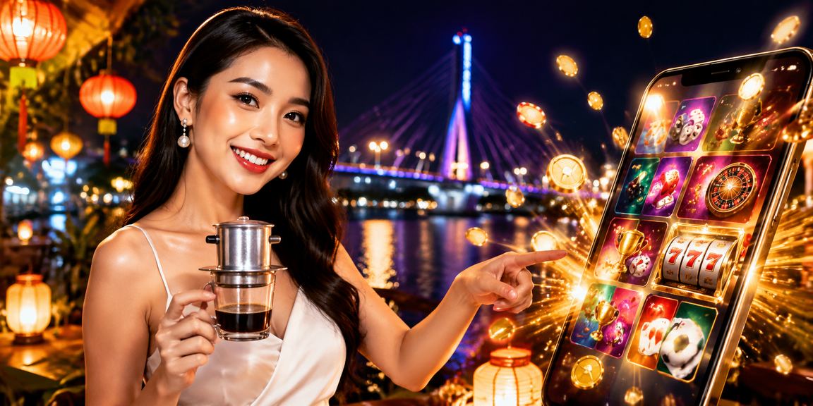 Người dùng tại Hội An dùng điện thoại để thực hiện thanh toán trực tuyến trong quán cà phê